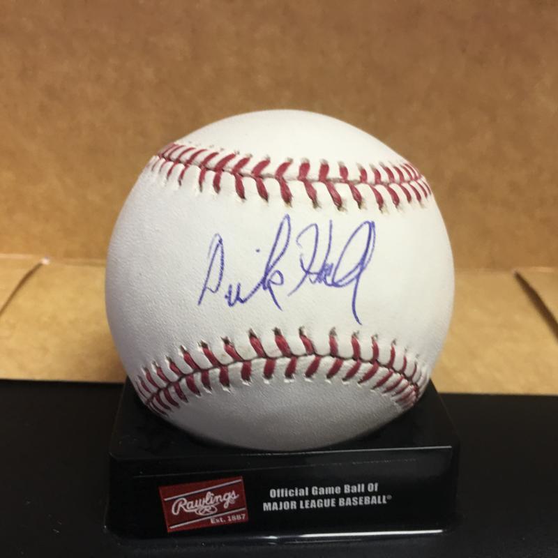 DICK HALL ORIOLES/PHILLIES SIGNED M.L. BASEBALL W/COA 