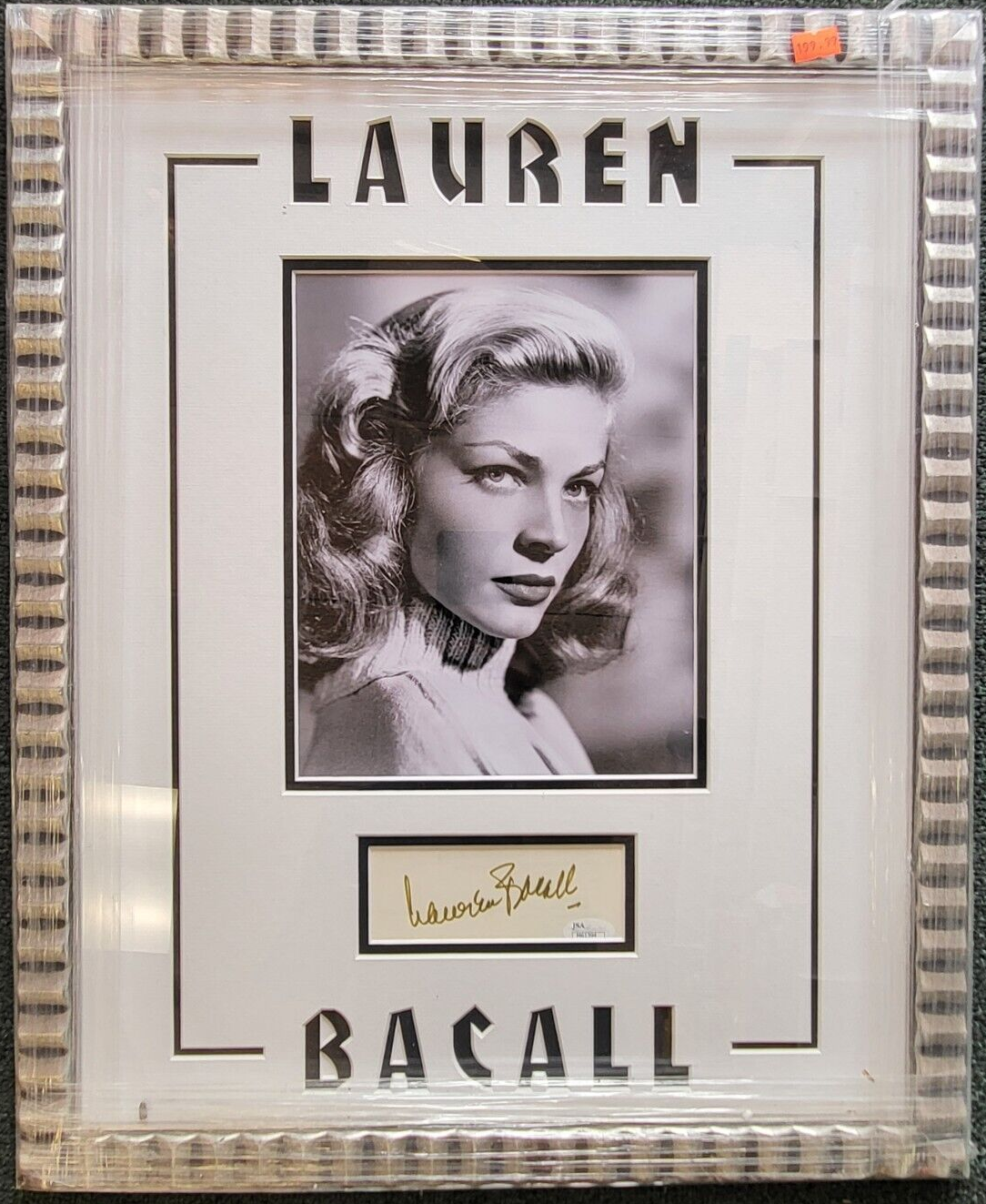LAUREN BACALL MUSIC LEGEND SIGNED AUTOGRAPHED CUT PHOTO MATTED FRAMED JSA COA