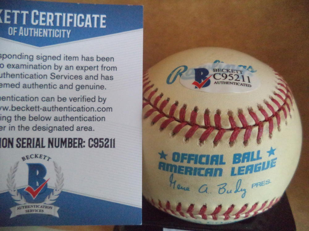 WOODIE HELD YANKEES/SENATORS RARE DECEASED SIGNED A.L. BASEBALL BECKETT C95211