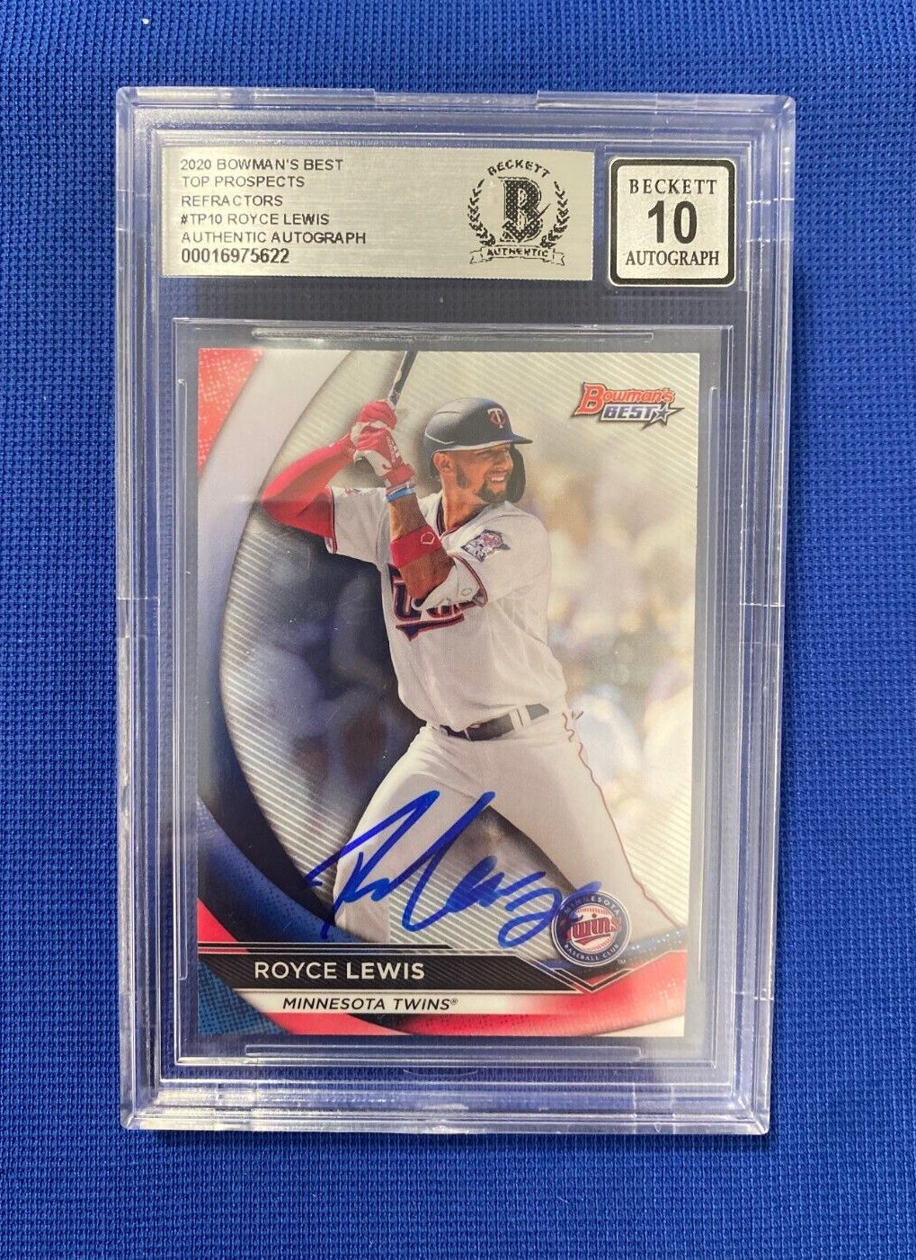 2020 BOWMANS BEST ROYCE LEWIS TOP PROSPECTS REFRACTOR CARD #TP10 BECKETT 10 AUTO