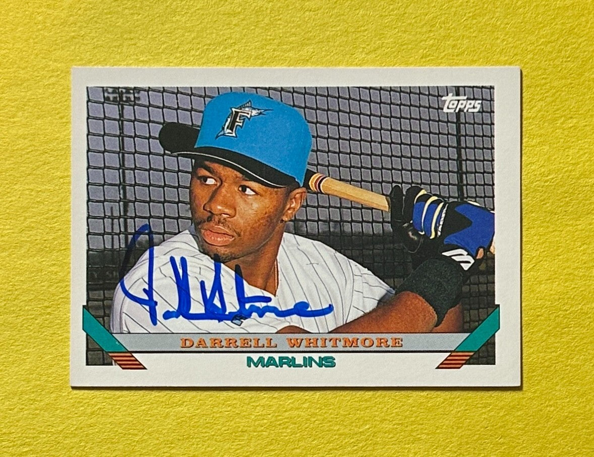 1993 TOPPS DARRELL WHITMORE SIGNED AUTOGRAPH CARD W/ COA #697 MARLINS