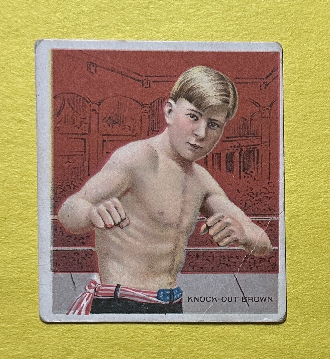 1910 T-218 CHAMPIONS FIGHTING VALENTINE (KNOCK-OUT) BROWN BOXING CARD
