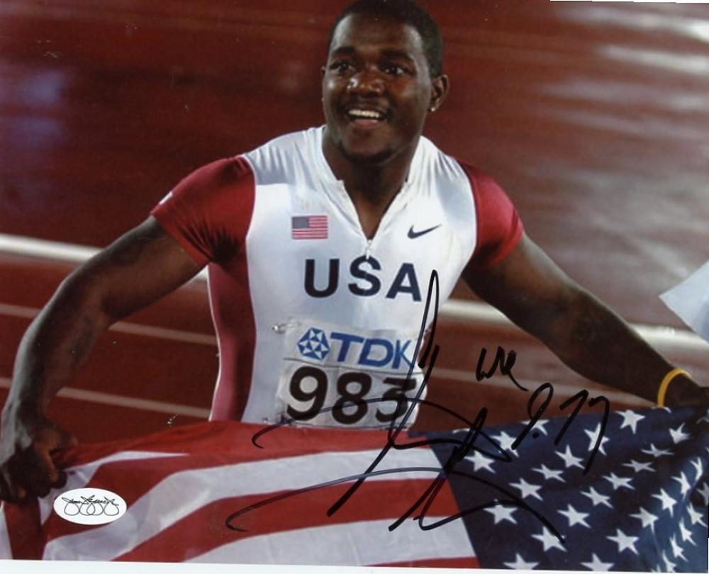 JUSTIN SATLAN USA OLYMPICS SIGNED AUTOGRAPHED 8X10 PHOTO JSA SOA
