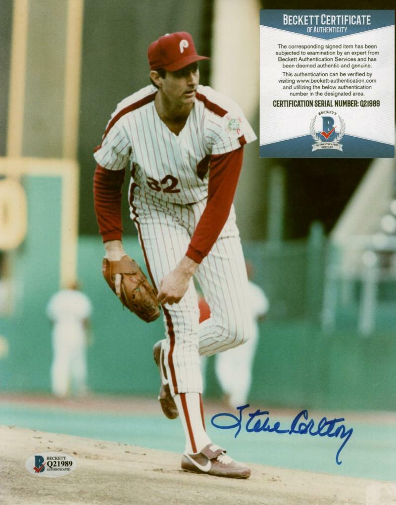 STEVE CARLTON PHILADELPHIA PHILLIES SIGNED 8X10 PHOTO BECKETT Q21989