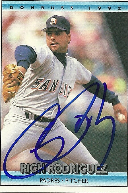 RICH RODRIGUEZ SD PADRES SIGNED AUTOGRAPHED 1992 DONRUSS CARD #388 W/COA