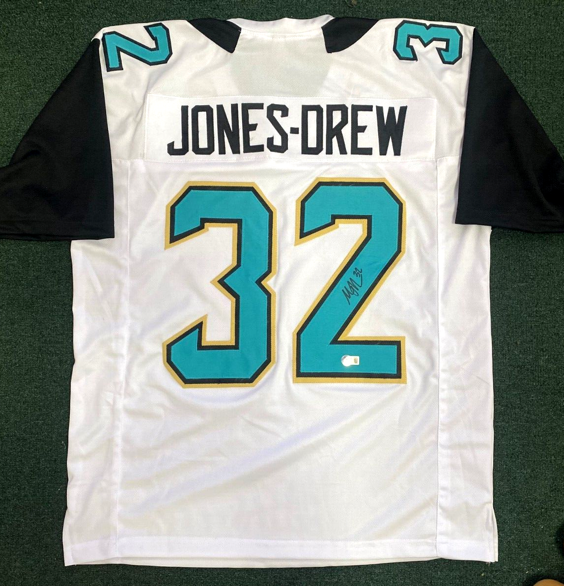 MAURICE JONES DREW JAGUARS SIGNED AUTO CUSTOM JERSEY SZ XL JERSEY BECKETT *