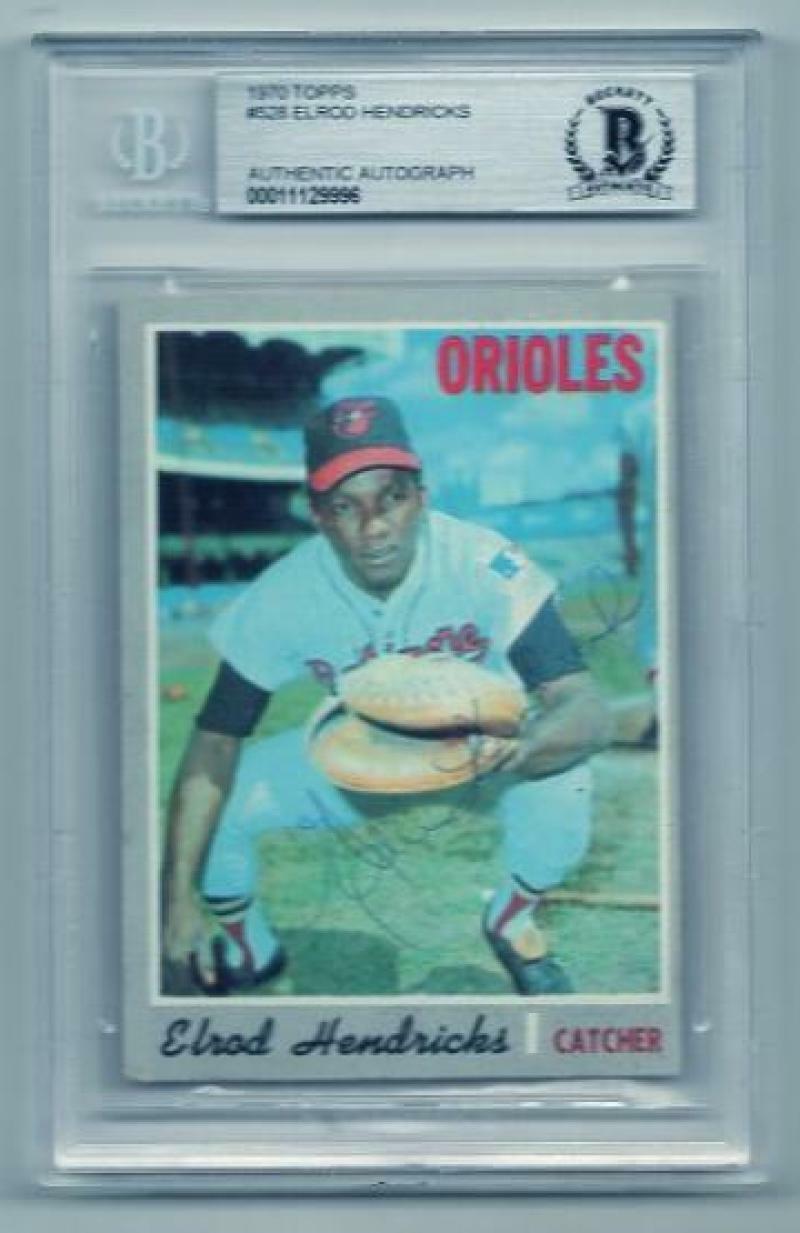 1970 TOPPS ELROD HENDRICKS ORIOLES VINTAGE SIGNED CARD BECKETT AUTHENTIC AUTO