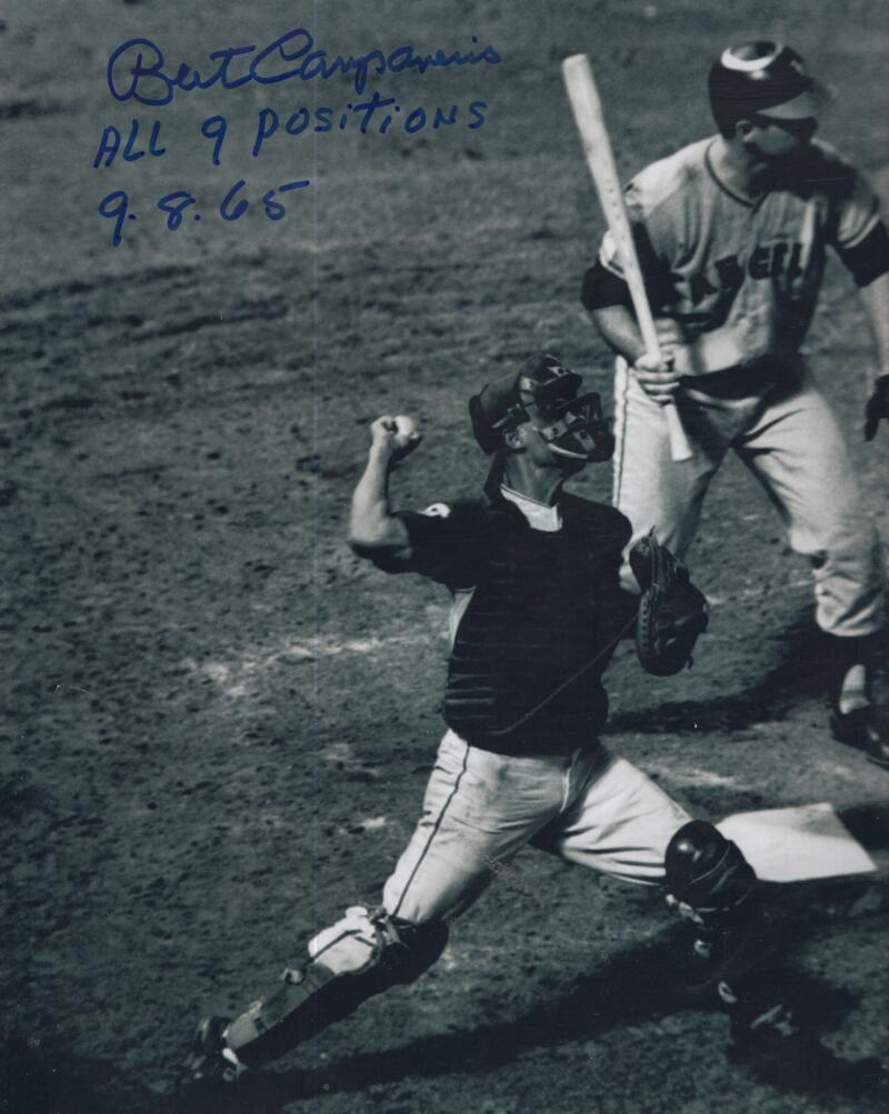 BERT CAMPANERIS ALL 9 POSITIONS 9.8.65 SIGNED 8X10 PHOTO W/ COA