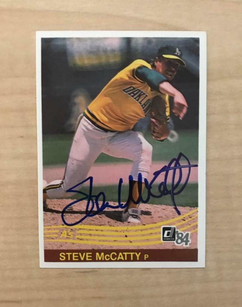 STEVE MCCATTY OAKLAND ATHLETICS SIGNED AUTOGRAPHED 1984 DONRUSS CARD #420 W/COA