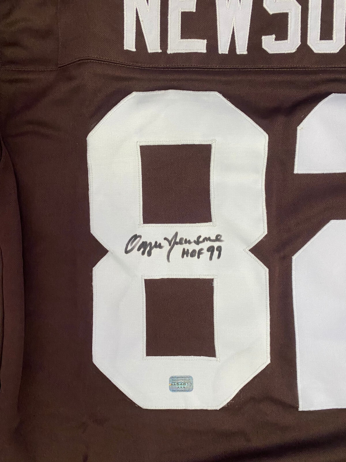 OZZIE NEWSOME #82 HOF 99 CLEVELAND BROWNS SIGNED AUTOGRAPHED CUSTOM JERSEY W/COA