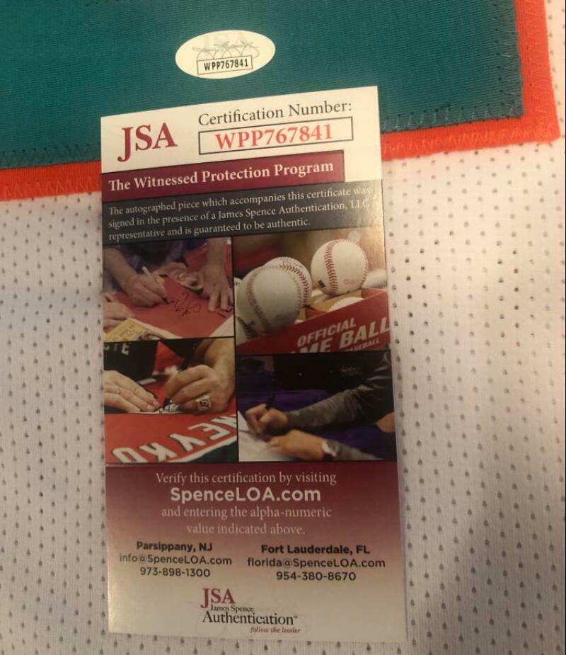 FRANK GORE DOLPHINS SIGNED AUTO WHITE CUSTOM XL JERSEY JSA WITNESSED 