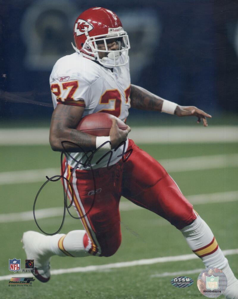 LARRY JOHNSON CHIEFS GTSM HOLO SIGNED AUTOGRAPHED 8X10 PHOTO W/ COA 
