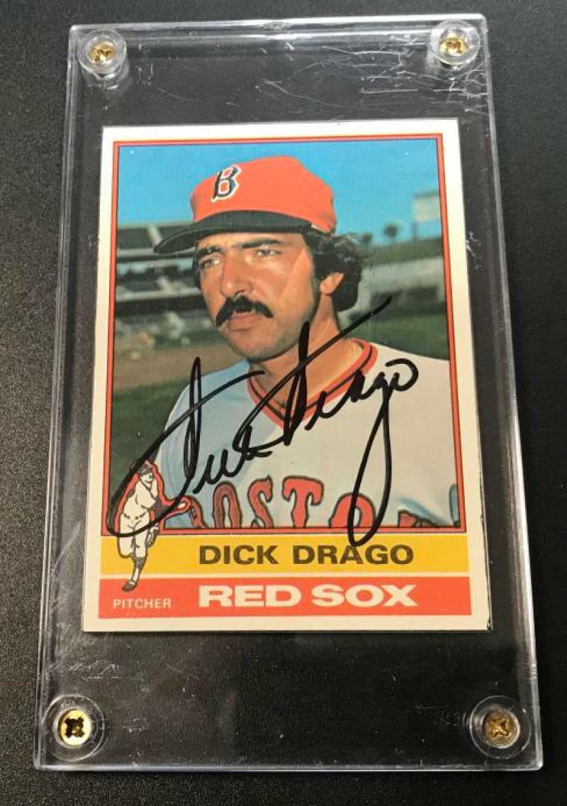 1976 TOPPS DICK DRAGO SIGNED AUTOGRAPHED VINTAGE CARD W/CASE COA