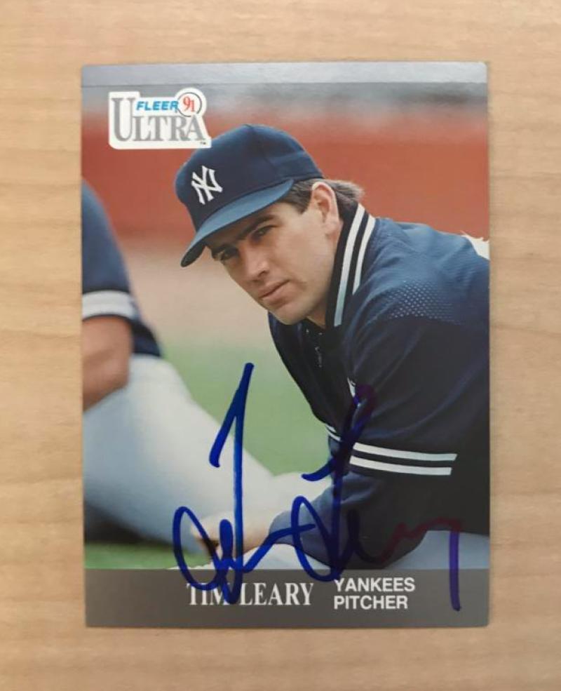 TIM LEARY NEW YORK YANKEES SIGNED AUTOGRAPHED 1991 FLEER CARD #236 W/COA