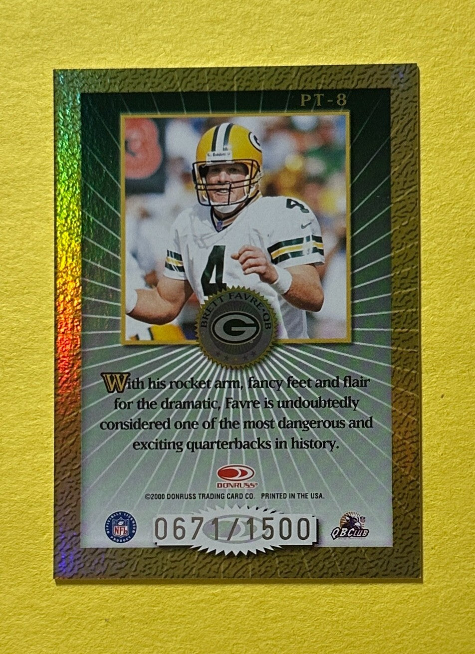 2000 DONRUSS ELITE BRETT FAVRE PASSING THE TORCH /1500 #PT-8 PACKERS HOF