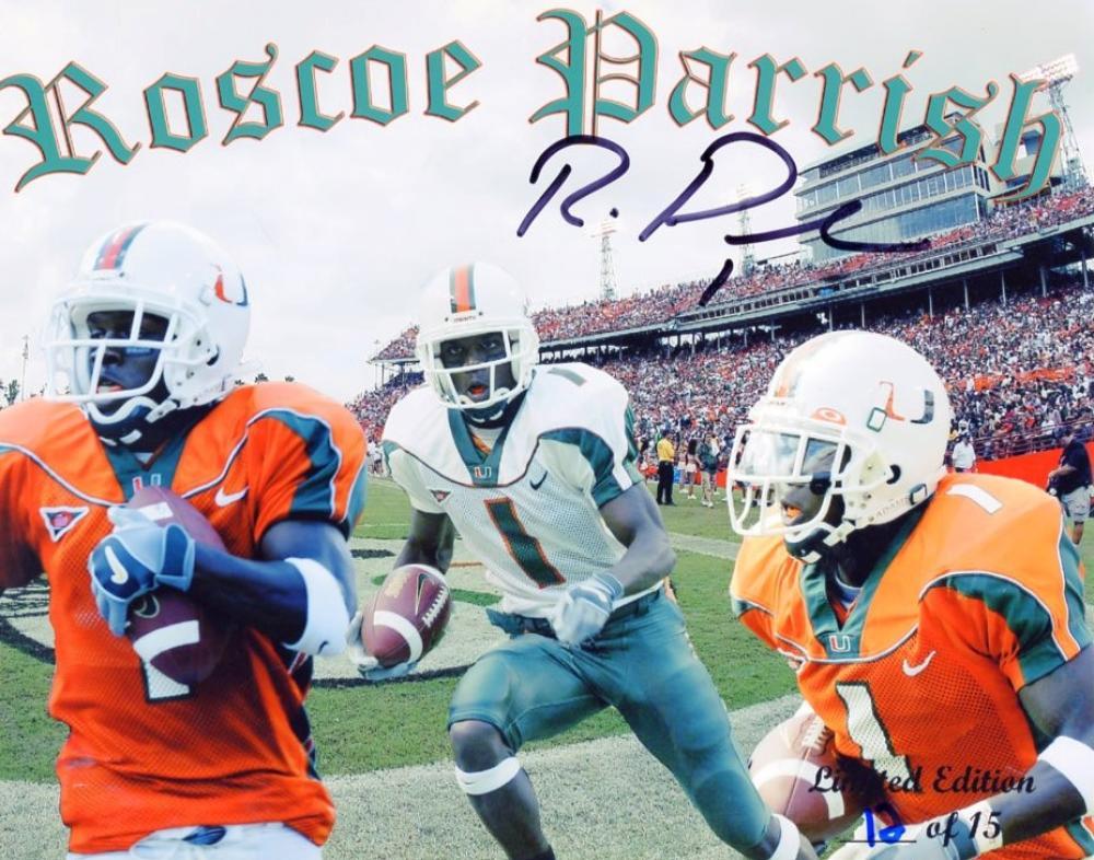 ROSCOE PARRISH MIAMI HURRICANES SIGNED AUTOGRAPHED COLLAGE 8X10 PHOTO W/COA