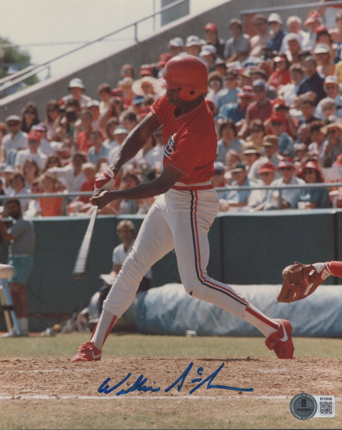 WILLIE MCGEE ST. LOUIS CARDINALS  SIGNED AUTOGRAPHED 8X10 PHOTO BECKETT