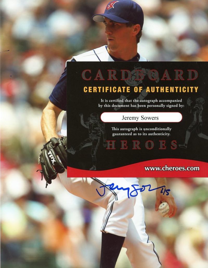 JEREMY SOWERS CLEVELAND INDIANS SIGNED AUTOGRAPHED #45 8X10 PHOTO W/COA