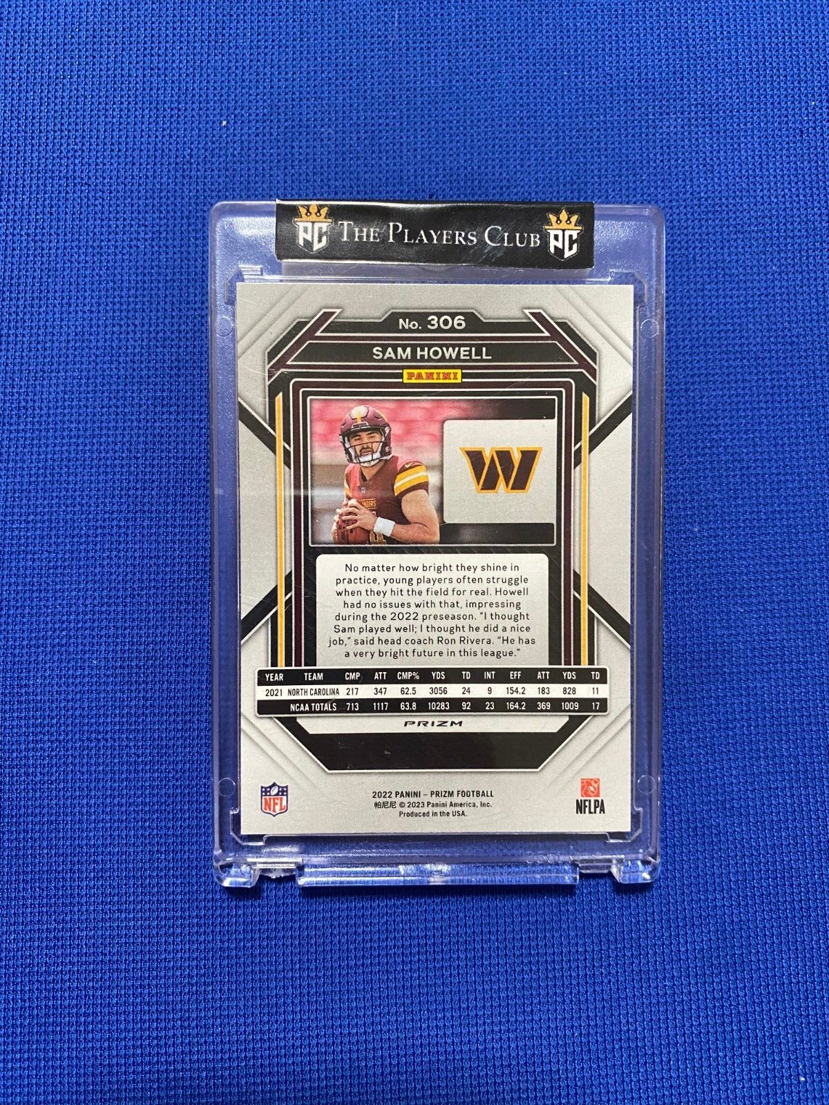 2022 PANINI SAM HOWELL RED WHITE BLUE ROOKIE RC CARD #306