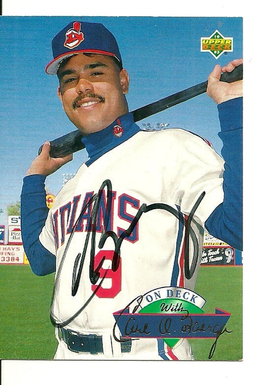 CARLOS BAERGA CLEVELAND INDIANS SIGNED AUTO 1993 UPPER DECK CARD #D3 W/COA