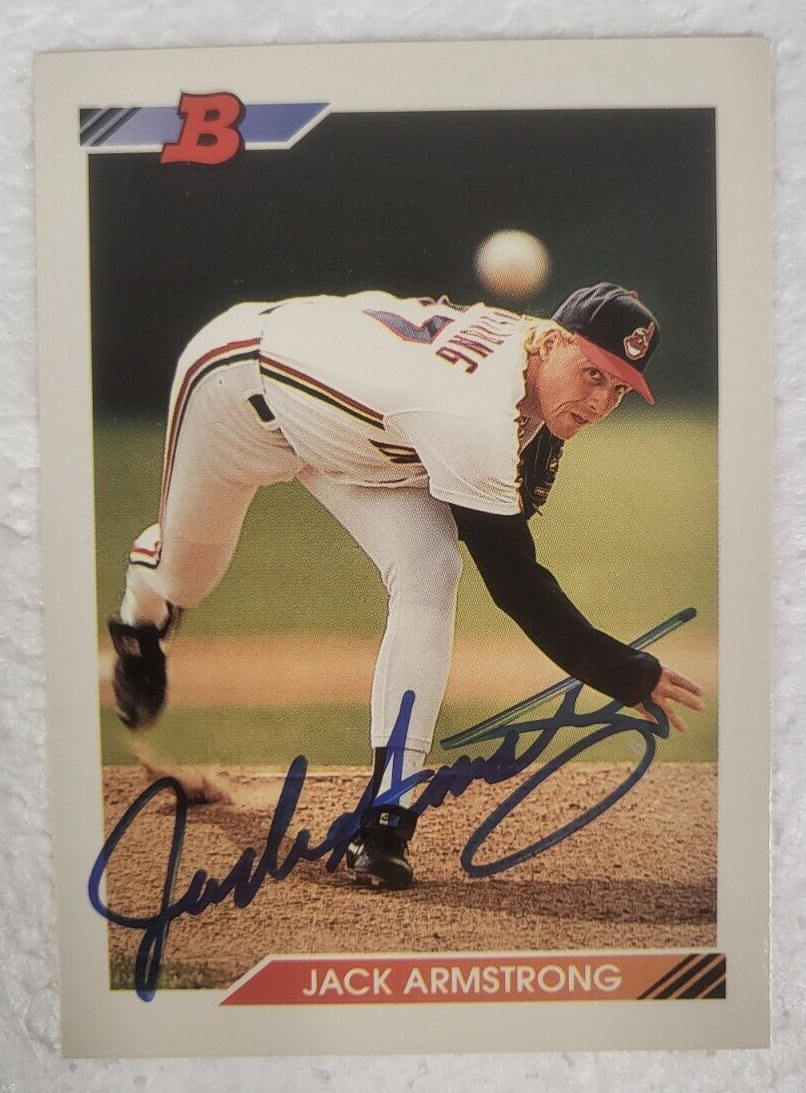 1992 BOWMAN JACK ARMSTRONG CLEVELAND INDIANS SIGNED AUTO CARD #252 W/COA
