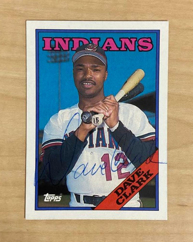 DAVE CLARK CLEVELAND INDIANS SIGNED AUTOGRAPHED 1988 TOPPS CARD #49 W/COA 