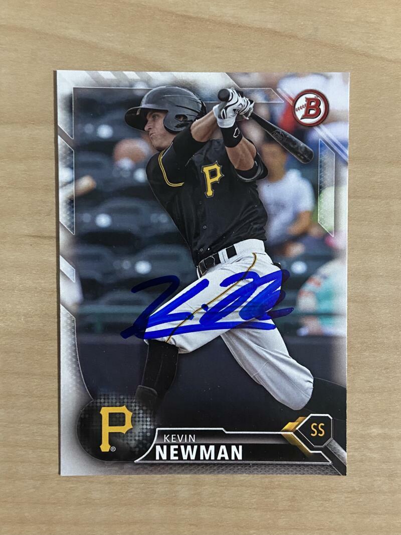 KEVIN NEWMAN PITTSBURGH PIRTAES SIGNED AUTOGRAPHED 2016 BOWMAN CARD #BP73 W/COA