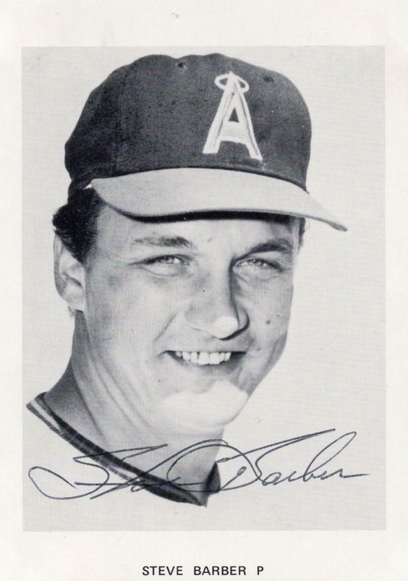 STEVE BARBER  CALIFORNIA ANGELS  SIGNED 4X6 POSTCARD W/ COA