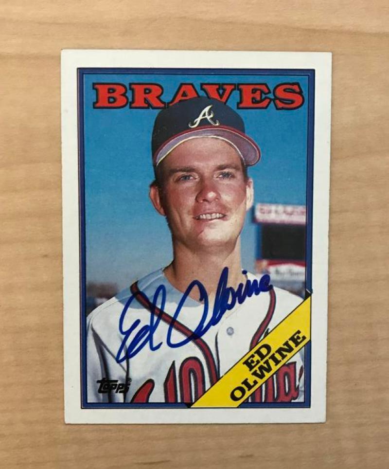 ED OLWINE ATLANTA BRAVES SIGNED AUTOGRAPHED 1988 TOPPS CARD #353 W/COA 