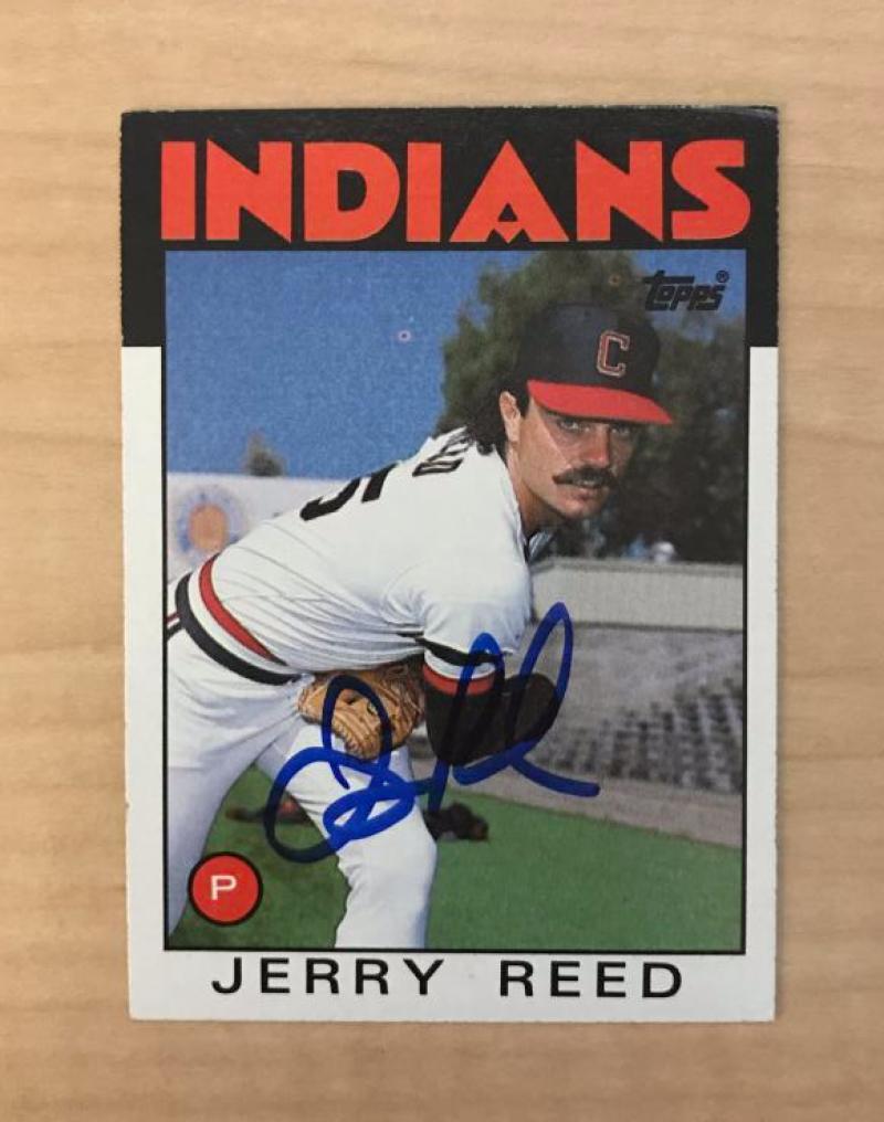 JERRY REED CLEVELAND INDIANS SIGNED AUTOGRAPHED 1986 TOPPS CARD #172 W/COA 