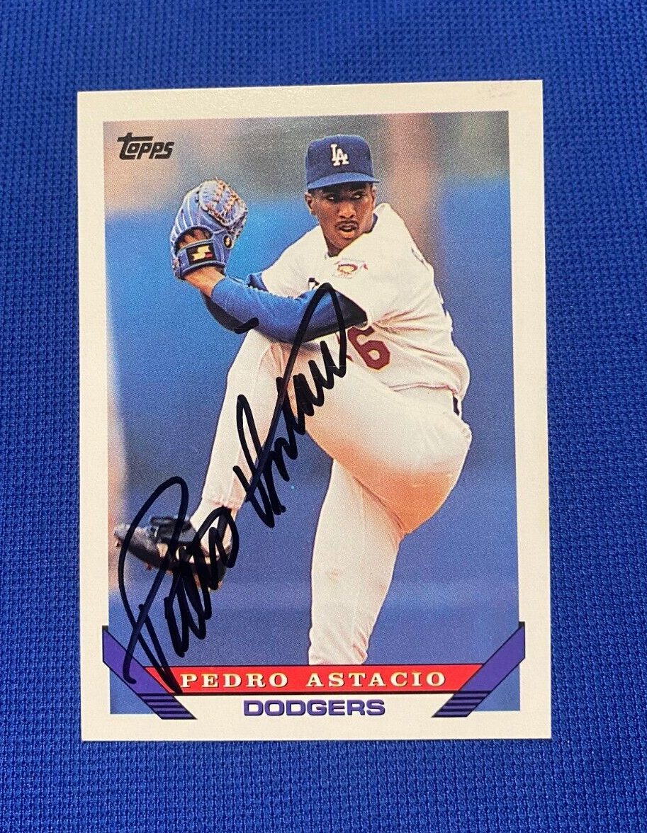 1993 TOPPS PEDRO ASTACIO LOS ANGELES DODGERS SIGNED AUTOGRAPHED CARD #93 W/COA