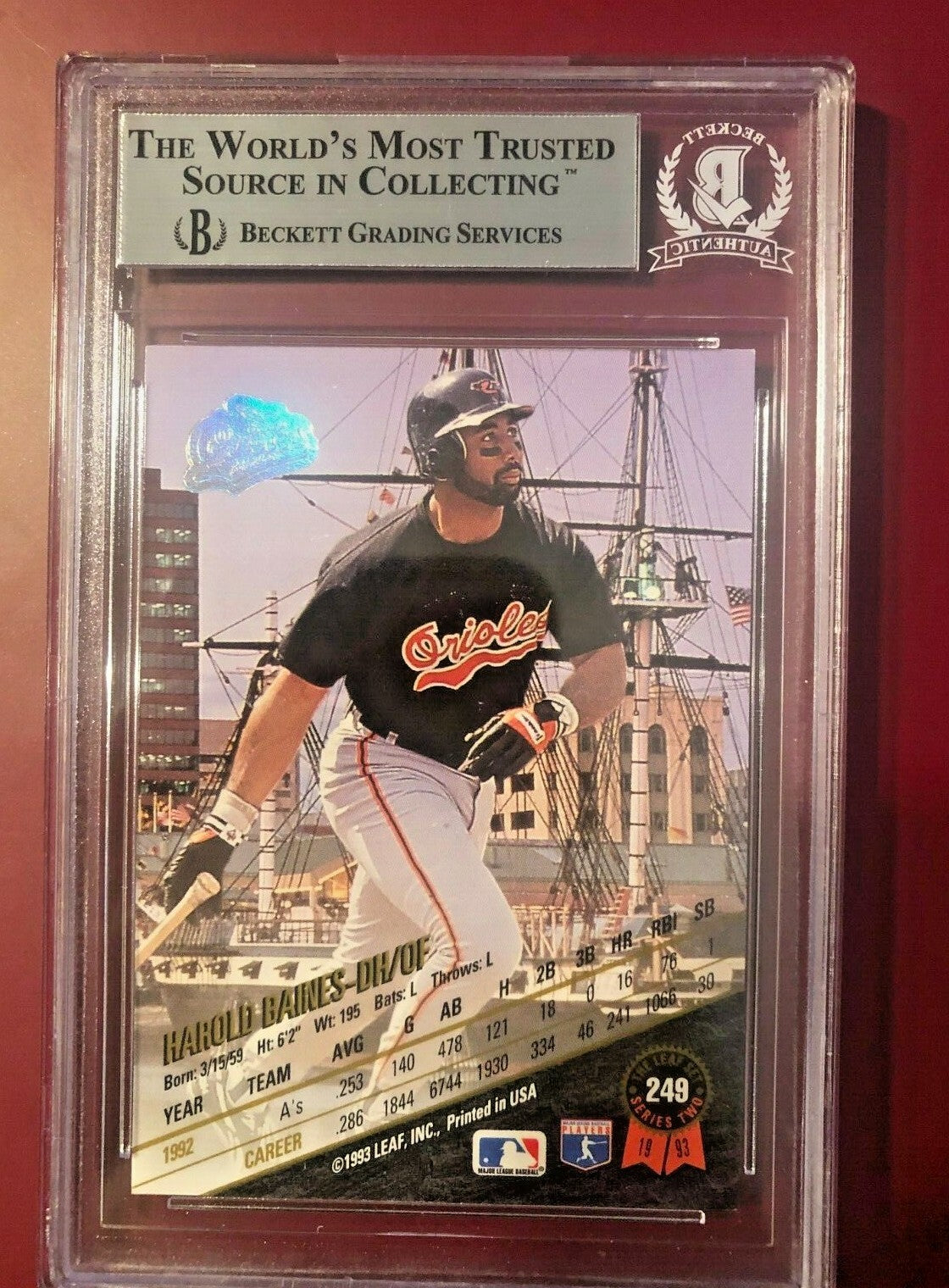1993 LEAF HAROLD BAINES #249 ORIOLES