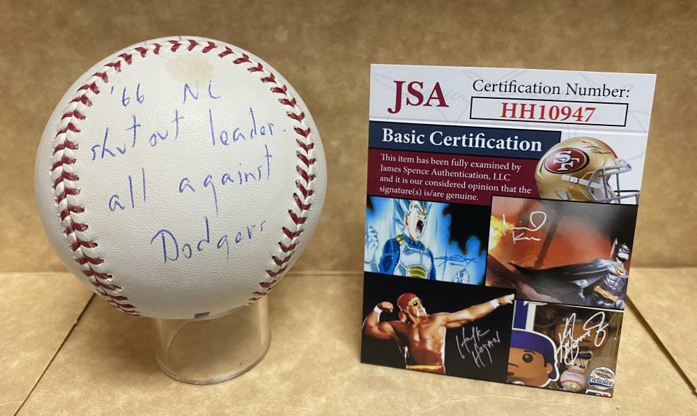 LARRY JASTER 66 NL SHUTOUT LEADER ALL AGAINST DODGERS SIGNED BASEBALL HH10947