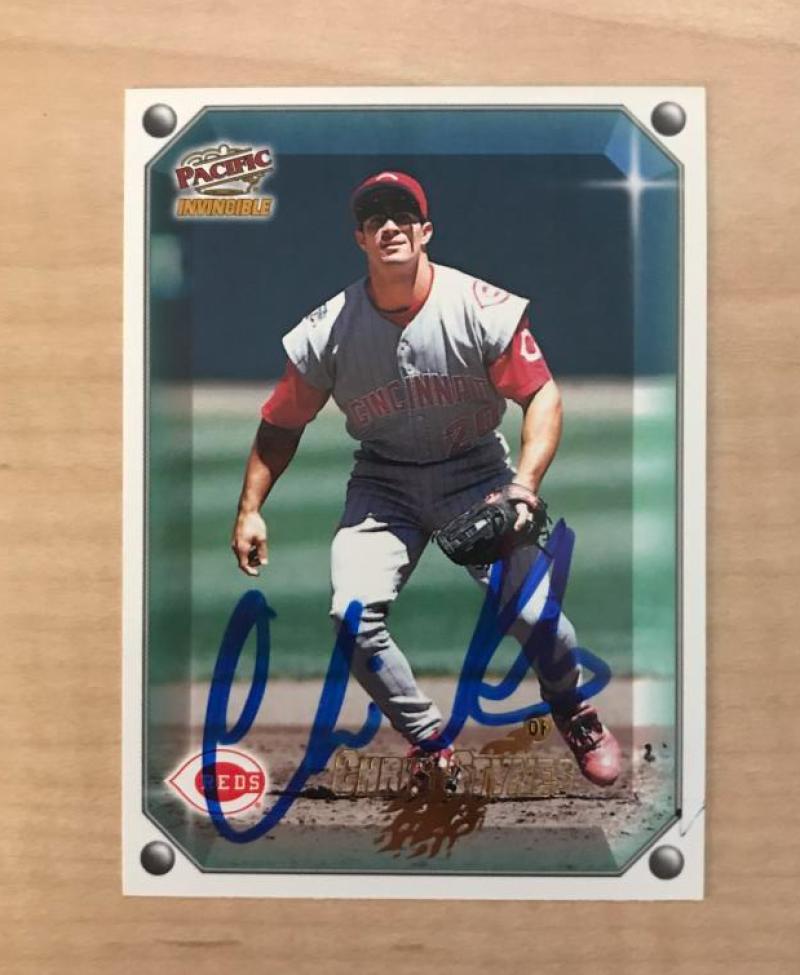 CHRIS STYNES CINCINNATI REDS SIGNED AUTOGRAPHED 1998 PACIFIC CARD #140 W/COA
