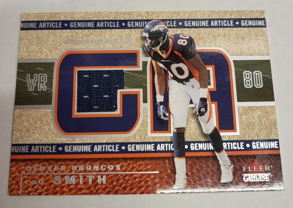 2002 FLEER GENUINE ARTICLE ROD SMITH BRONCOS  GA-RS JERSEY RELIC CARD