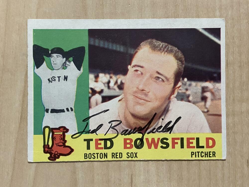TED BOWSFIELD BOSTON RED SOX SIGNED AUTOGRAPHED 1960 TOPPS CARD #382 W/COA