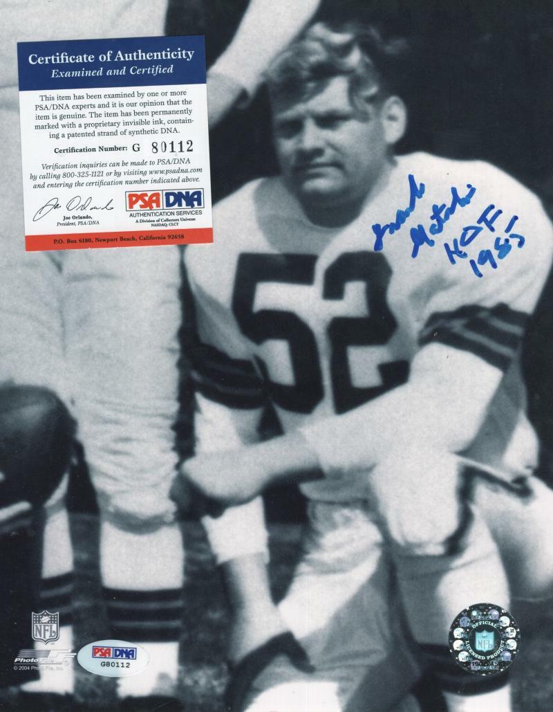 FRANK GATSKI CLEVELAND BROWN HOF 1985 SIGNED 8X10 PHOTO PSA/DNA G 80112