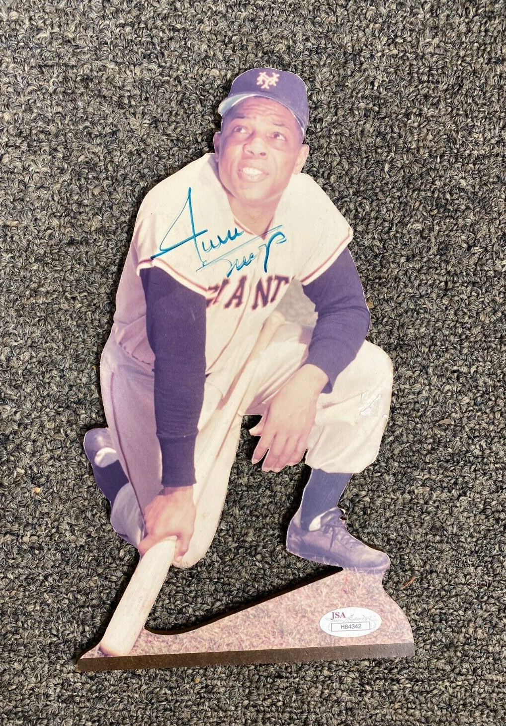 WILLIE MAYS NEW YORK GIANTS HOF LEGEND SIGNED AUTOGRAPHED DISPLAY JSA COA *