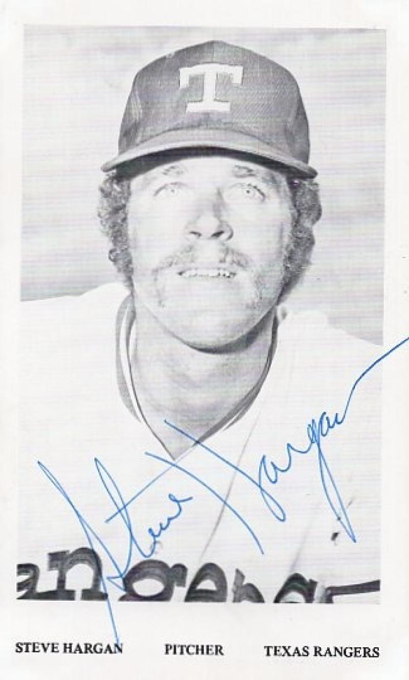 STEVE HARGAN TEXAS RANGERS SIGNED ORIGINAL 3X5 POST CARD W/ COA