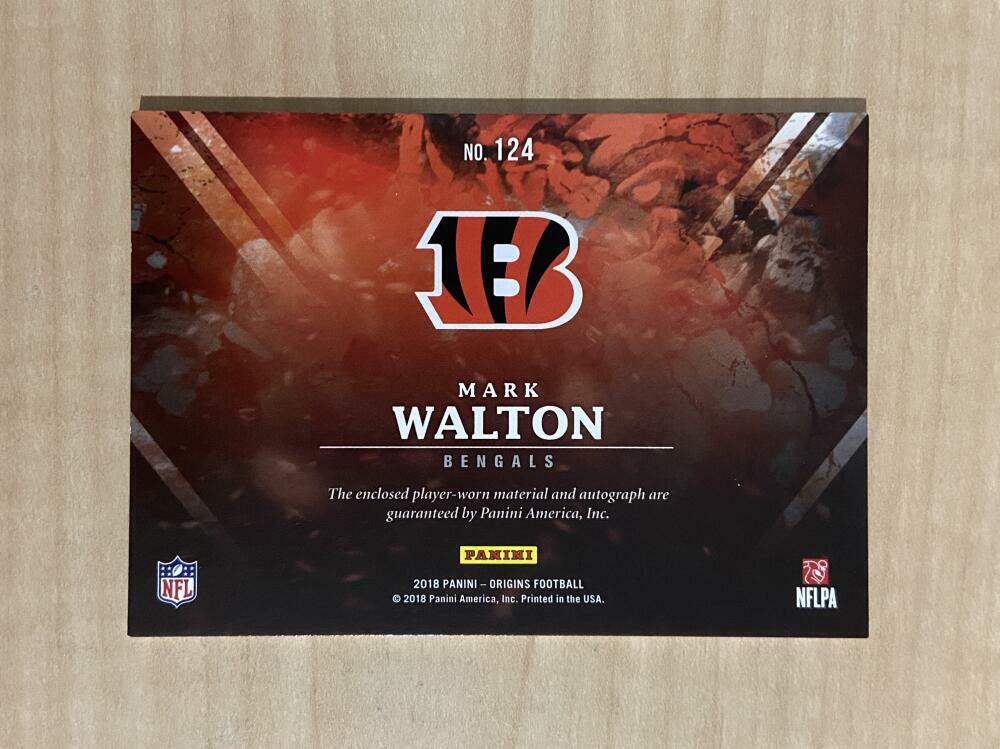 MARK WALTON CINCINNATI BENGALS SIGNED AUTOGRAPHED 2018 ORIGINS PATCH RC CARD#124