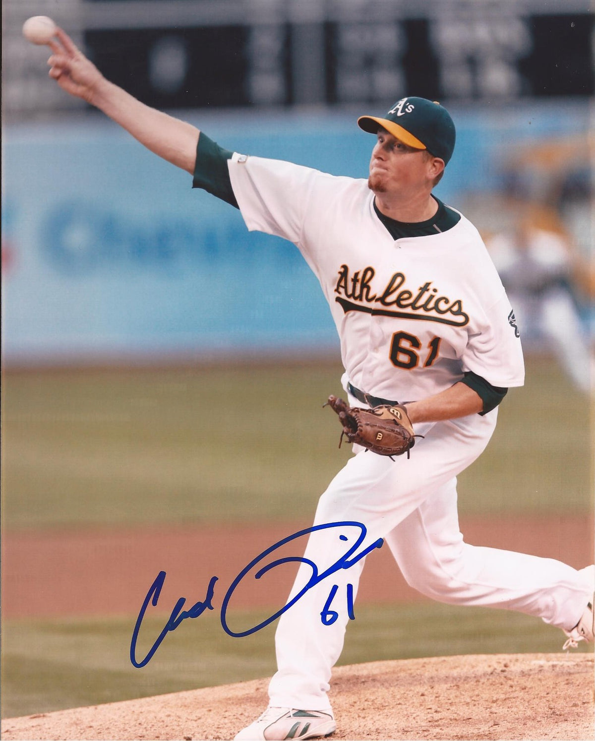 CHAD REINEKE OAKLAND ATHLETICS SIGNED AUTOGRAPHED 8X10 PHOTO COA