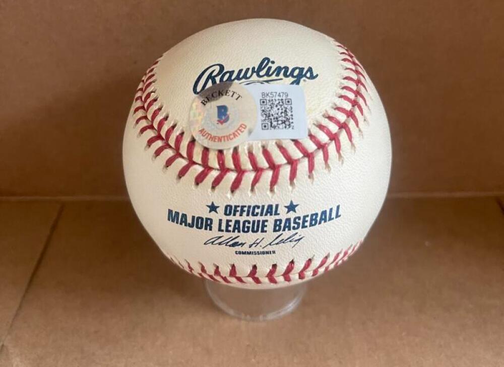FRED STANLEY NY YANKEES SIGNED AUTOGRAPHED M.L. BASEBALL BECKETT AUTH