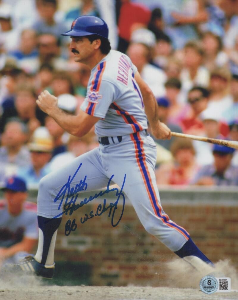 KEITH HERNANDEZ NEW YORK METS 86 WS CHAMPS SIGNED 8X10 PHOTO BECKETT AUTH