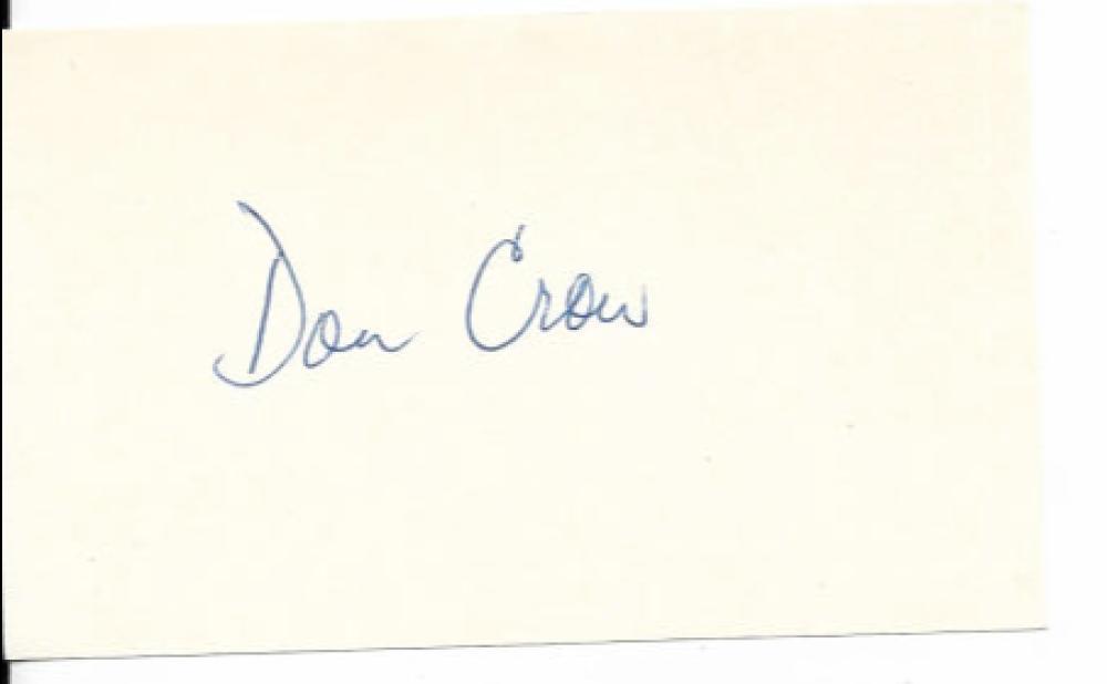 DON CROW LOS ANGELES DODGERS DEBUT 1982 SIGNED 3X5 CARD W/COA 