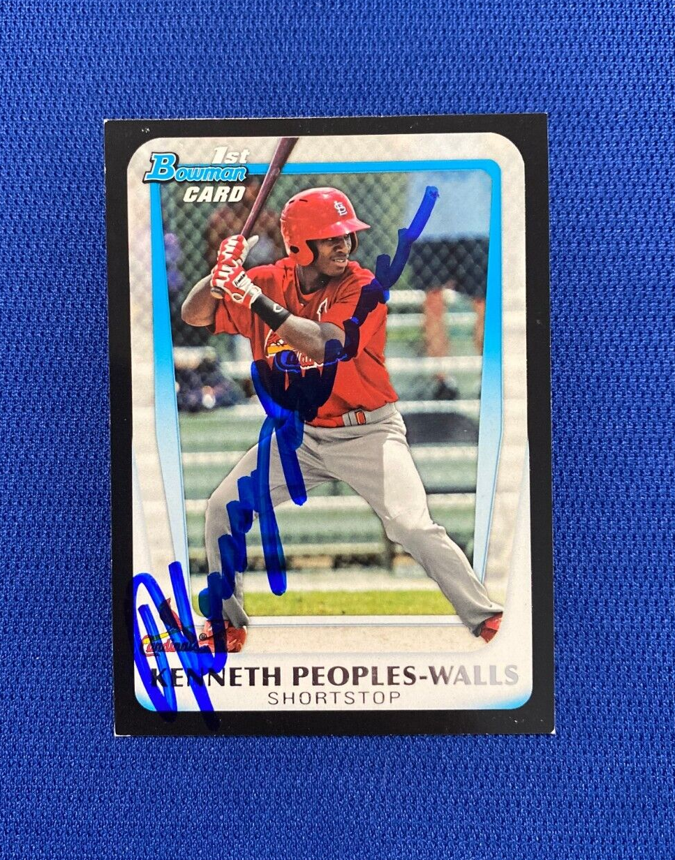2011 BOWMAN KENNETH PEOPLES-WALLS CARDINALS RC SIGNED AUTOGRAPH CARD #BDPP7 COA