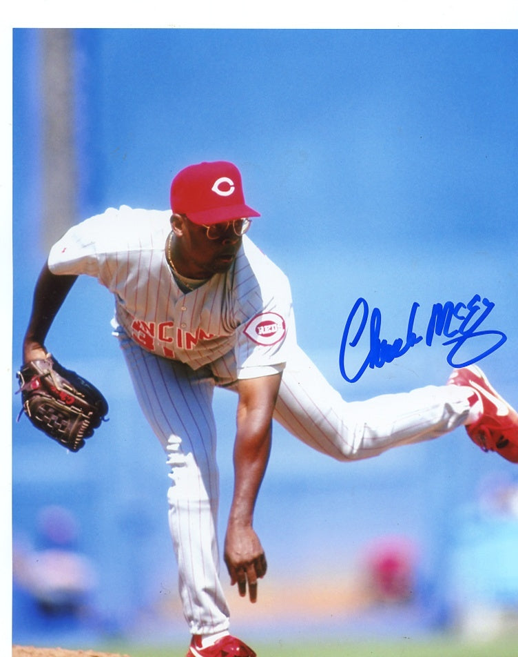 CHUCK  MCELROY   CINCINNATI  REDS  SIGNED AUTOGRAPHED 8X10  PHOTO  W/COA