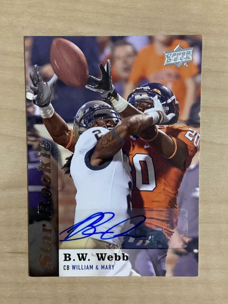 B.W. WEBB WILLIAM & MARY SIGNED AUTOGRAPHED 2013 UPPER DECK CARD #69