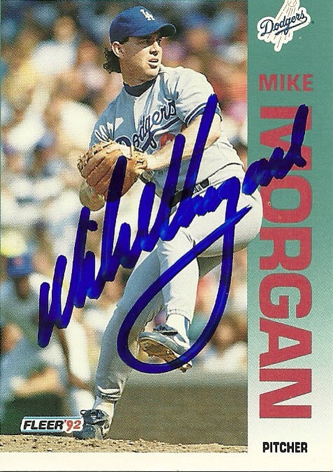 MIKE MORGAN LA DODGERS SIGNED AUTOGRAPHED 1992 FLEER CARD #465 W/COA
