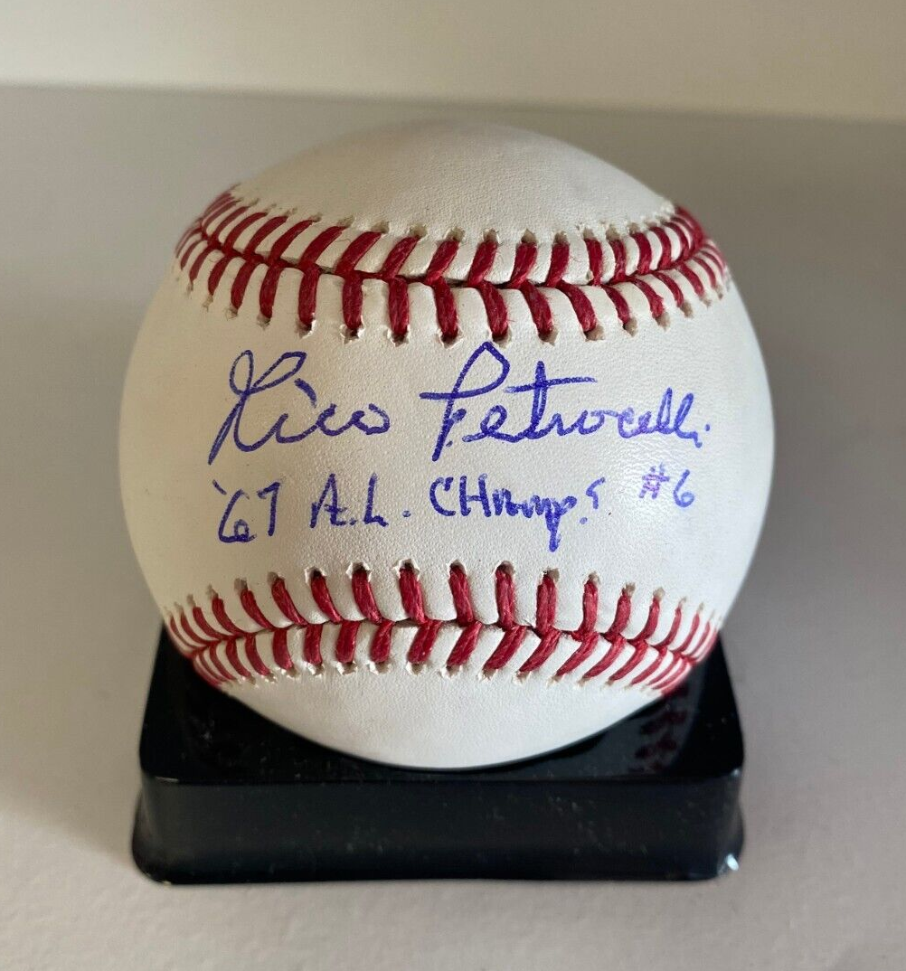 RICO PETROCELLI RED SOX 67 A.L. CHAMPS #6 SIGNED AUTO M.L. BASEBALL BECKETT *