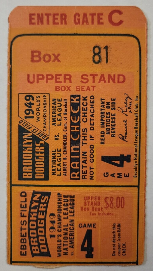 1949 BROOKLYN DODGERS EBBETS FIELD NL VS AL TICKET RARE